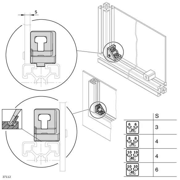 Kątownik S 20x20 [6] z zestawem mocującym