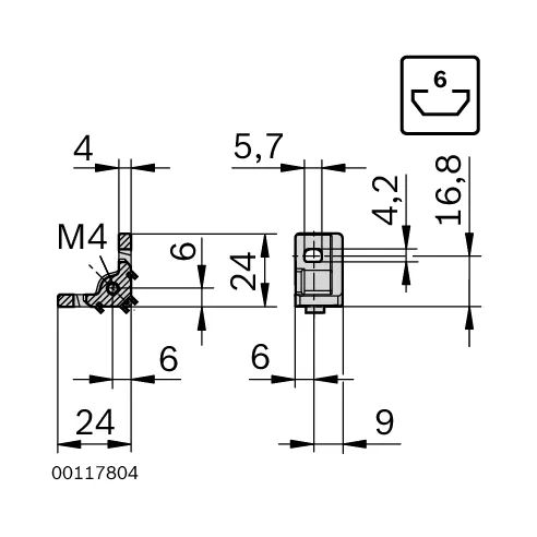 Kątownik S 20x20 [6] z zestawem mocującym