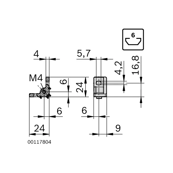 Kątownik S 20x20 [6] z zestawem mocującym