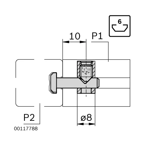 Łącznik szybkomocujący 0°/90° [6/6] D8 ze stali szlachetnej