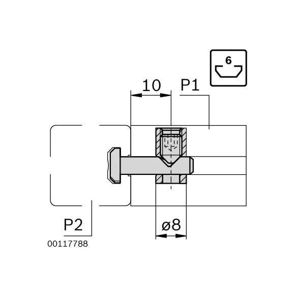 Łącznik szybkomocujący 0°/90° [6/6] D8 ze stali szlachetnej