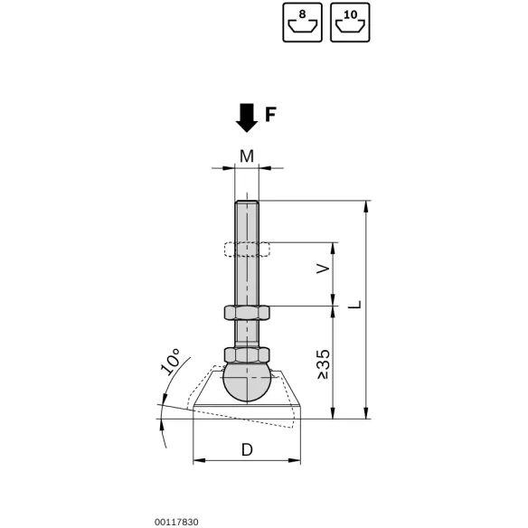 Trzpień ze stali ocynkowanej M12 L145