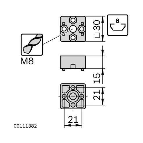 Łącznik końcowy 30x30  zestaw designLINE