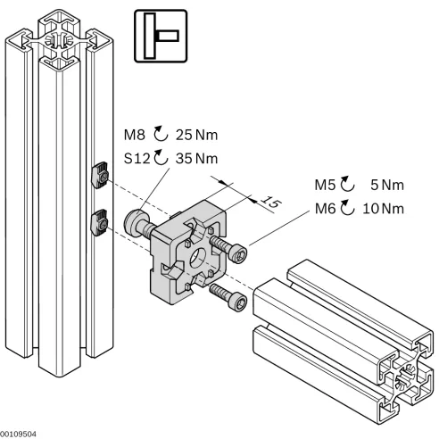 Łącznik T 30x30 zestaw designLINE