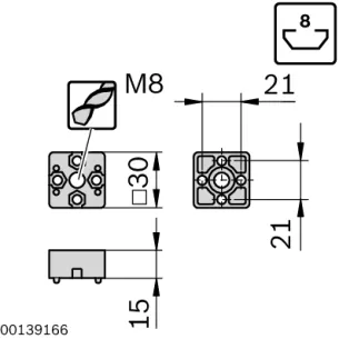 Łącznik T 30x30 zestaw designLINE 2