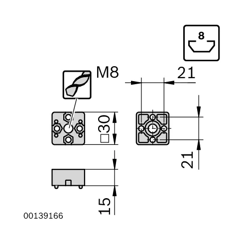 Łącznik T 30x30 zestaw designLINE