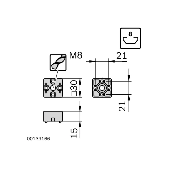 Łącznik T 30x30 zestaw designLINE