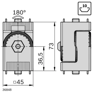 Przegub 45x45 blokowany 2