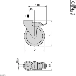 Zestaw kołowy z hamulcem D125 F800N ESD 2