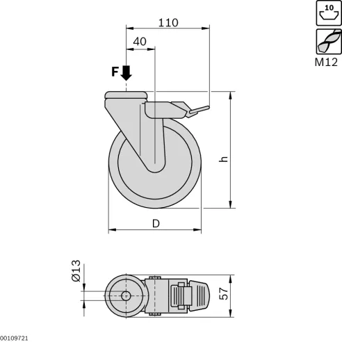 Zestaw kołowy z hamulcem ESD D125 F800N 
