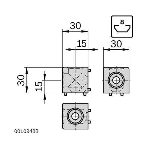 Łącznik węzłowy sześcienny 30/2 zestaw designLINE