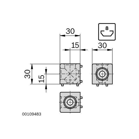 Łącznik węzłowy sześcienny 30/2 zestaw designLINE