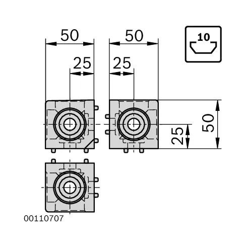 Łącznik węzłowy sześcienny 50/3 z zestawem montażowym