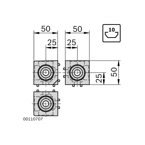 Łącznik węzłowy sześcienny 50/3 z zestawem montażowym