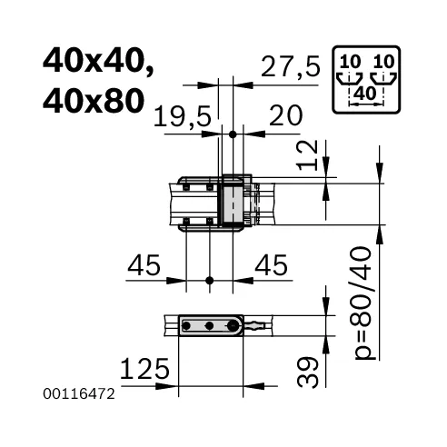Przegub dla dźwigarów nośnych 40x40