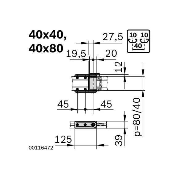 Przegub dla dźwigarów nośnych 40x80