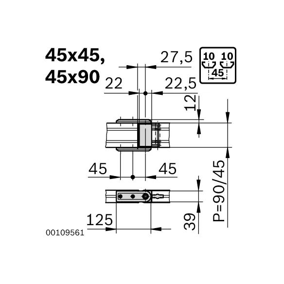 Przegub dla dźwigarów nośnych 45x45