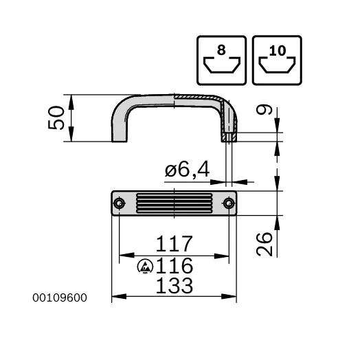 Uchwyt kabłąkowy 26x133x50