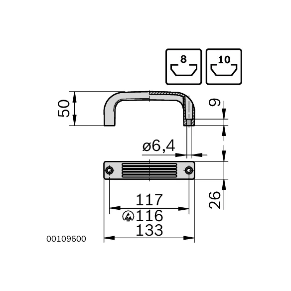 Uchwyt kabłąkowy 26x133x50