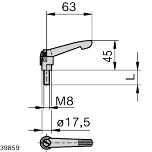 Dźwignia zaciskowa M8 L30 2