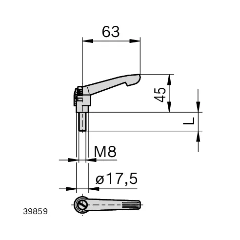 Dźwignia zaciskowa M8 L30