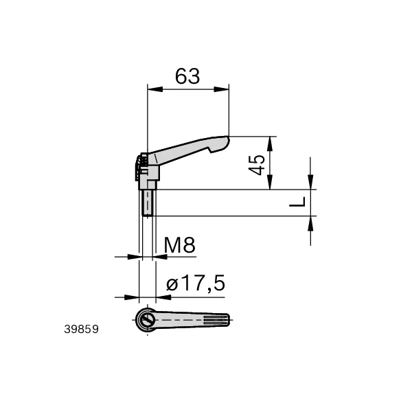Dźwignia zaciskowa M8 L30