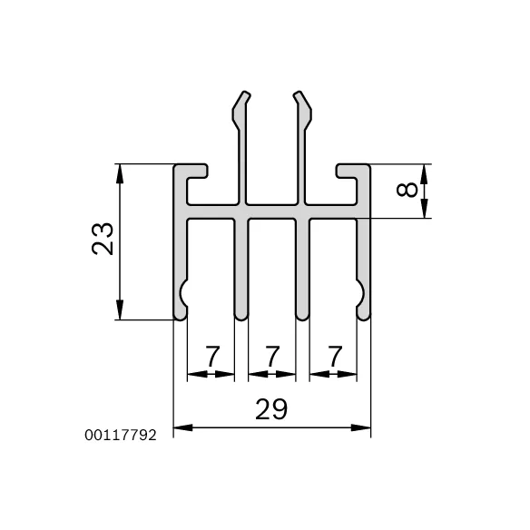 Profil do drzwi rozsuwanych górny
