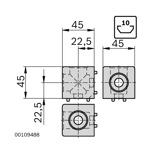 Łącznik węzłowy sześcienny 45/2 zestaw designLINE