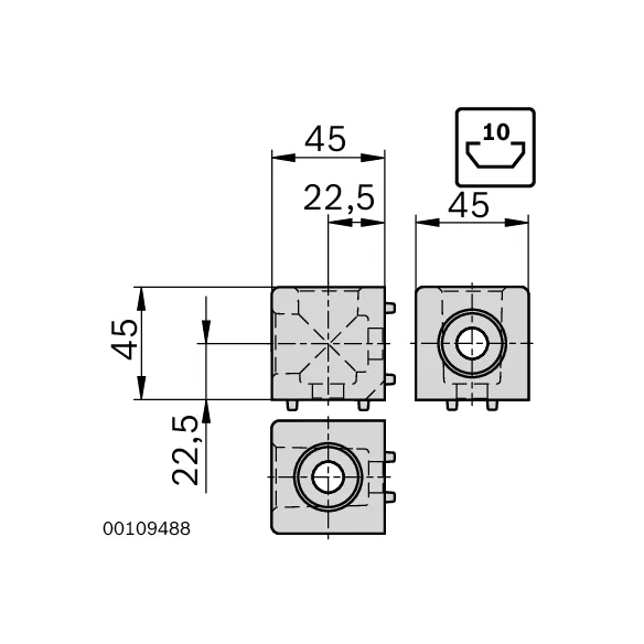 Łącznik węzłowy sześcienny 45/2 zestaw designLINE