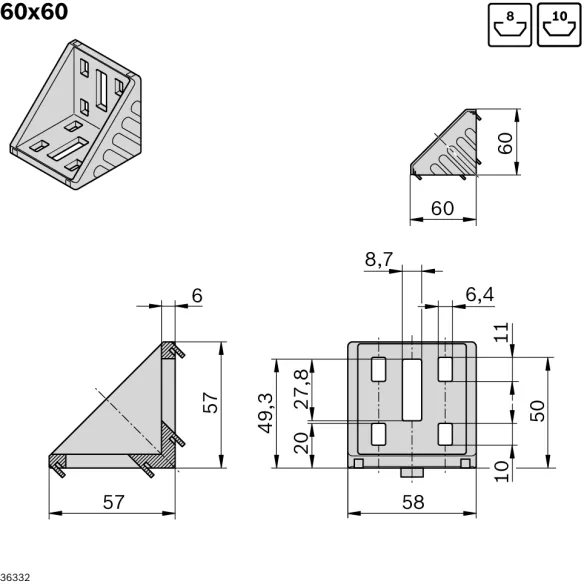 Kątownik 60x60 [8/10] zestaw designLINE