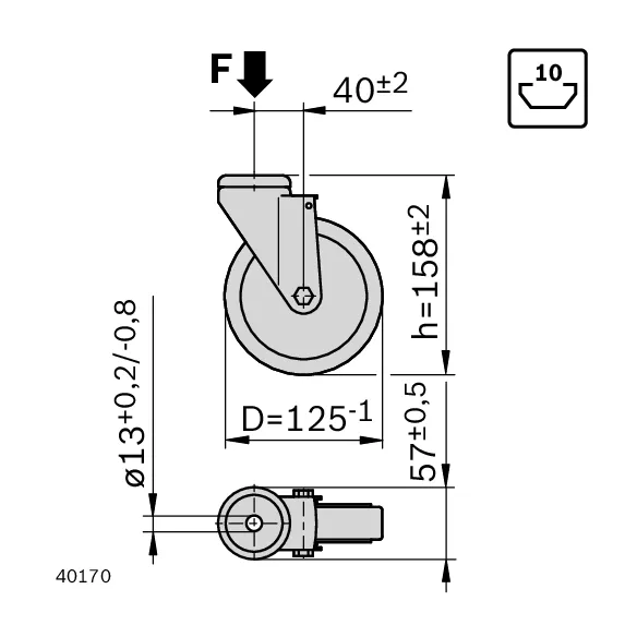 Zestaw kołowy CLEAN ROOM D125 F1000N