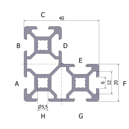 Profil aluminiowy 20x40x40