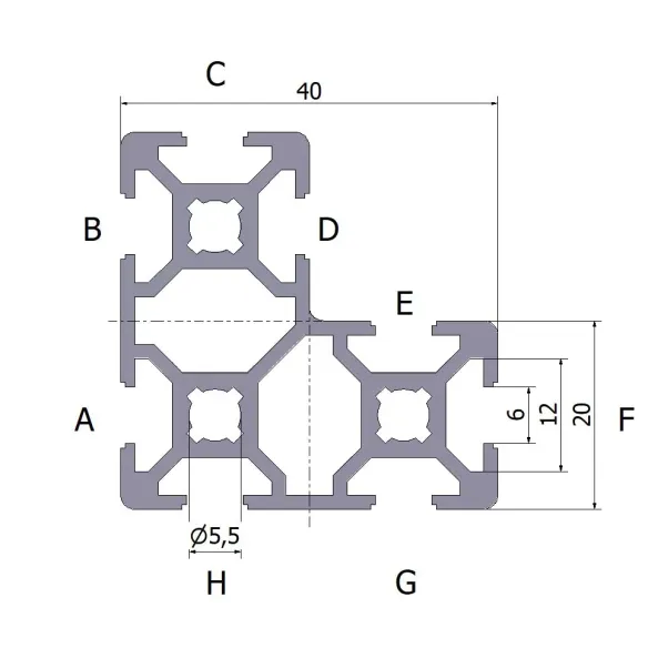 Profil aluminiowy 20x40x40