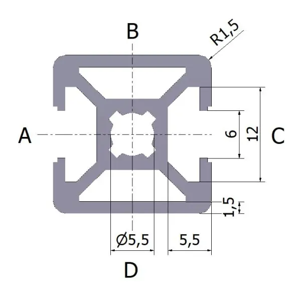 Profil aluminiowy 20x20 2N