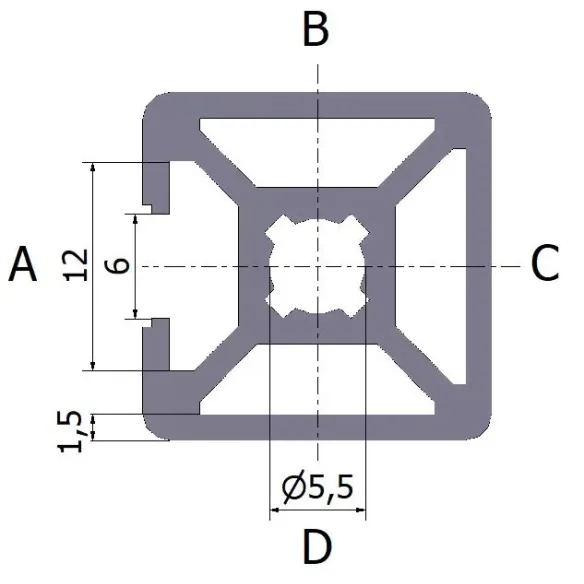 Profil aluminiowy 20x20 1N