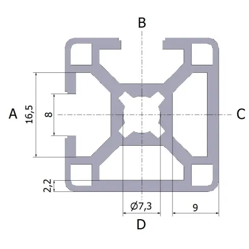 Profil aluminiowy 30x30 2NVS