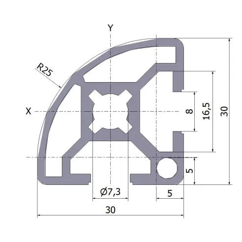 Profil aluminiowy 30x30 R