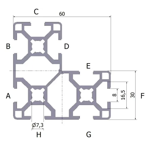 Profil aluminiowy 30x60x60