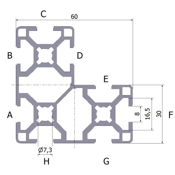 Profil aluminiowy 30x60x60