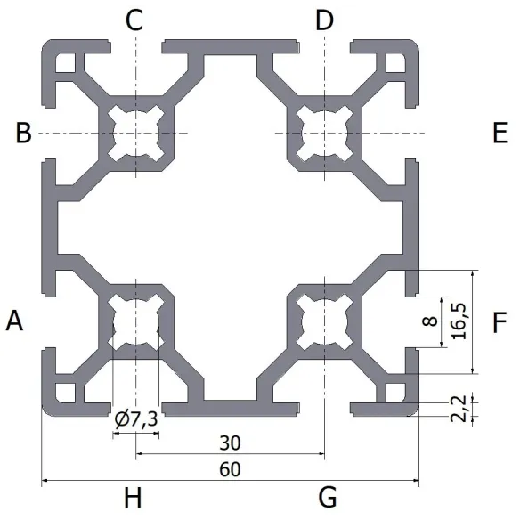 Profil aluminiowy 60x60 8N