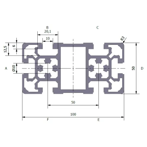 Profil aluminiowy 50x100L