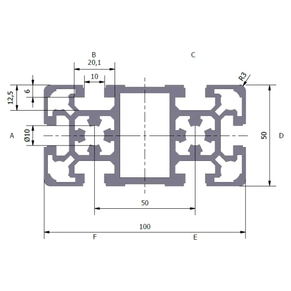 Profil aluminiowy 50x100L