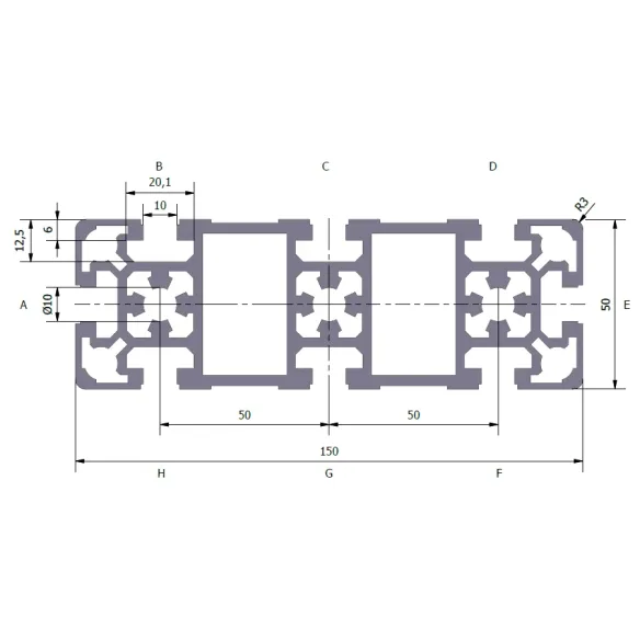 Profil aluminiowy 50x150L