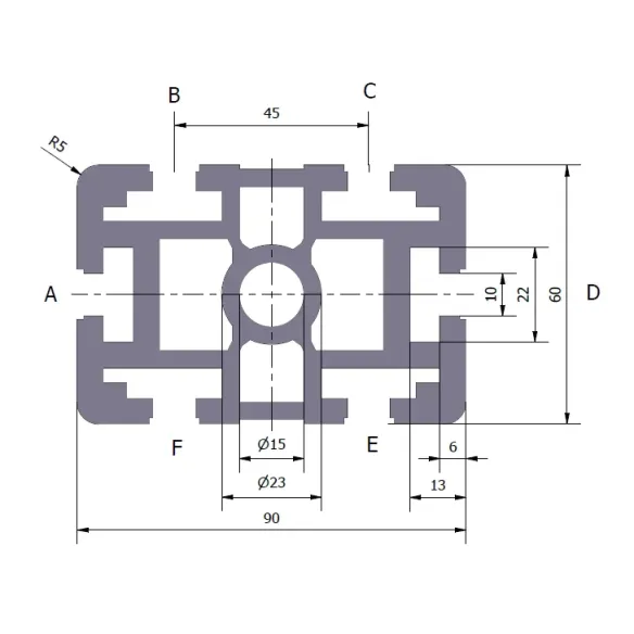 Profil aluminiowy 60x90