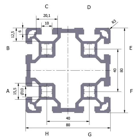 Profil aluminiowy 80x80L