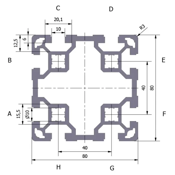 Profil aluminiowy 80x80L