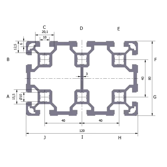 Profil aluminiowy 80x120L