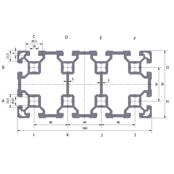 Profil aluminiowy 80x160L