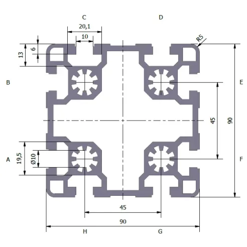Profil aluminiowy 90x90L