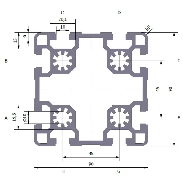 Profil aluminiowy 90x90L
